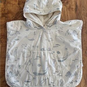 Pehr Organic Cotton Hooded Towel Poncho - Life Aquatic Print (Never Used)